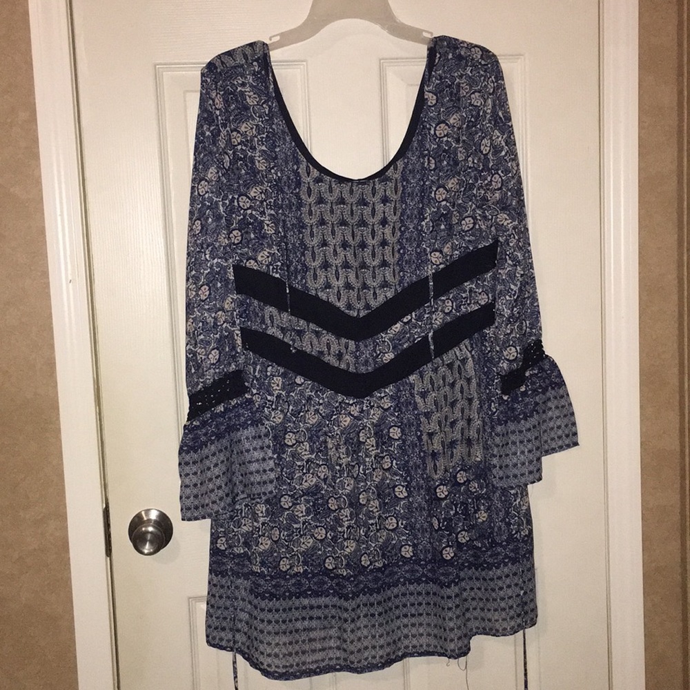 Long sleeve silk above knee dress or long shirt